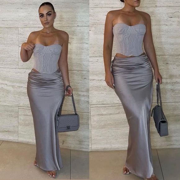 House of CB Tops - House of CB Silver Gray Corset Top